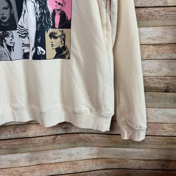 Official TAYLOR SWIFT The Eras Tour II Beige Pullover Hooded Sweatshirt Size L - Picture 5 of 8